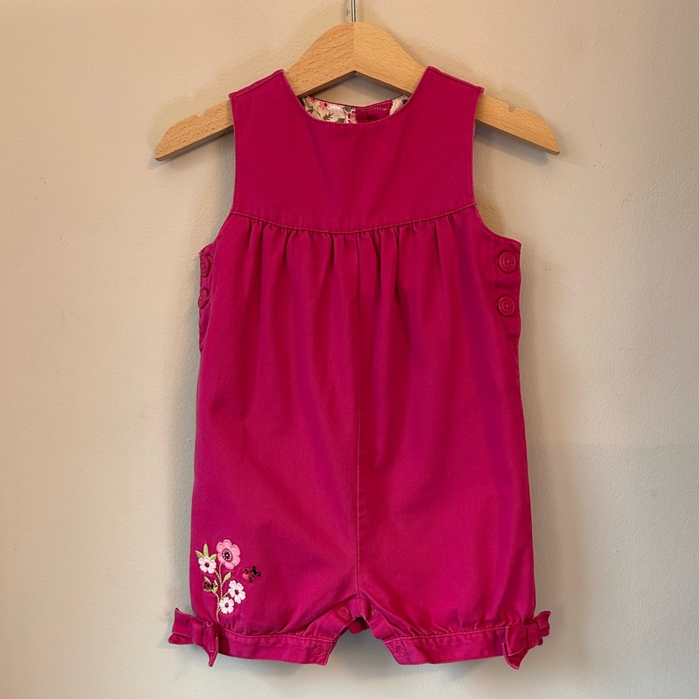 Gymboree Hot Pink Floral Embroidered Romper